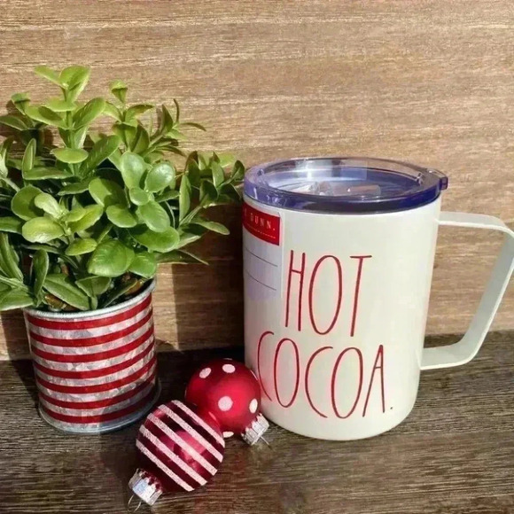 NEW - Rae Dunn - HOT COCOA - insulated stainless Steel Christmas Mug/Cup w/lid - Picture 8 of 11